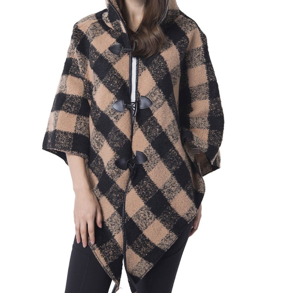 Black & Tan Poncho Toggle Button w/Hood szOS
